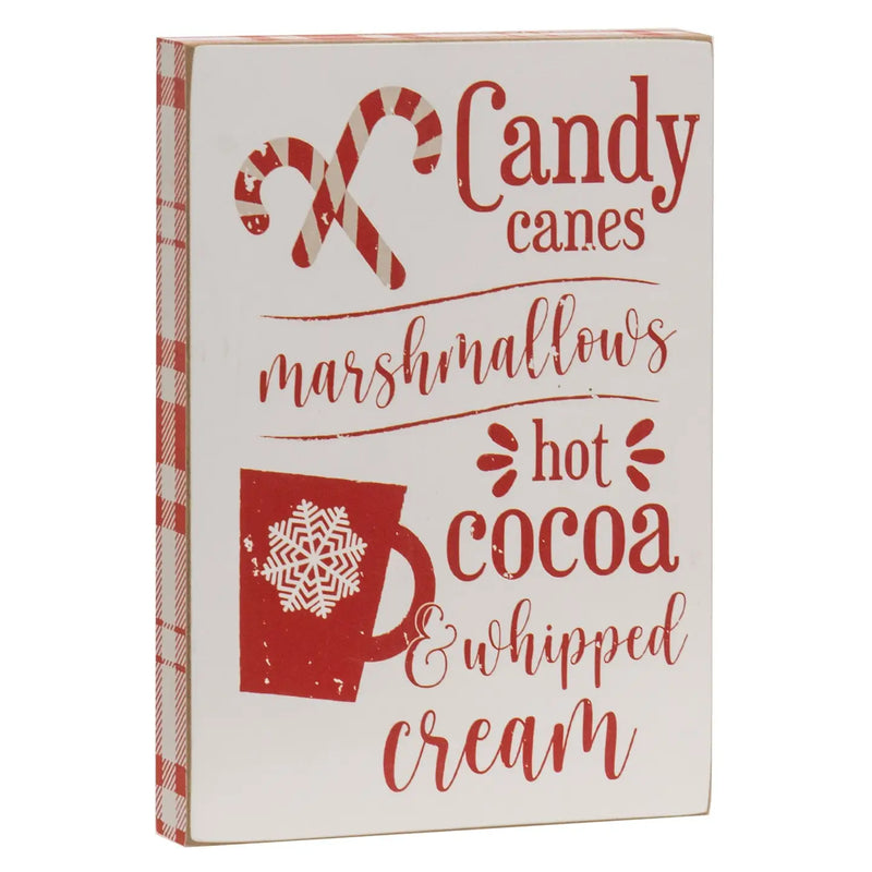 Targa Natalizia in Legno  Candy Canes, Marshmallows