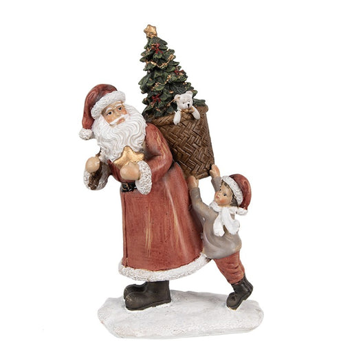 Statuetta natalizia Babbo natale con bambino -Clayre & Eef