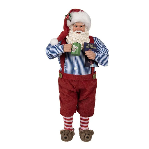 Babbo Natale 28 cm Rosso  con tazza e libro - Arredo Casa da Sogno