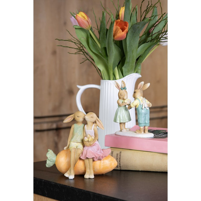 Decorative statue bunnies in love in polyresin Clayre &amp; Eef