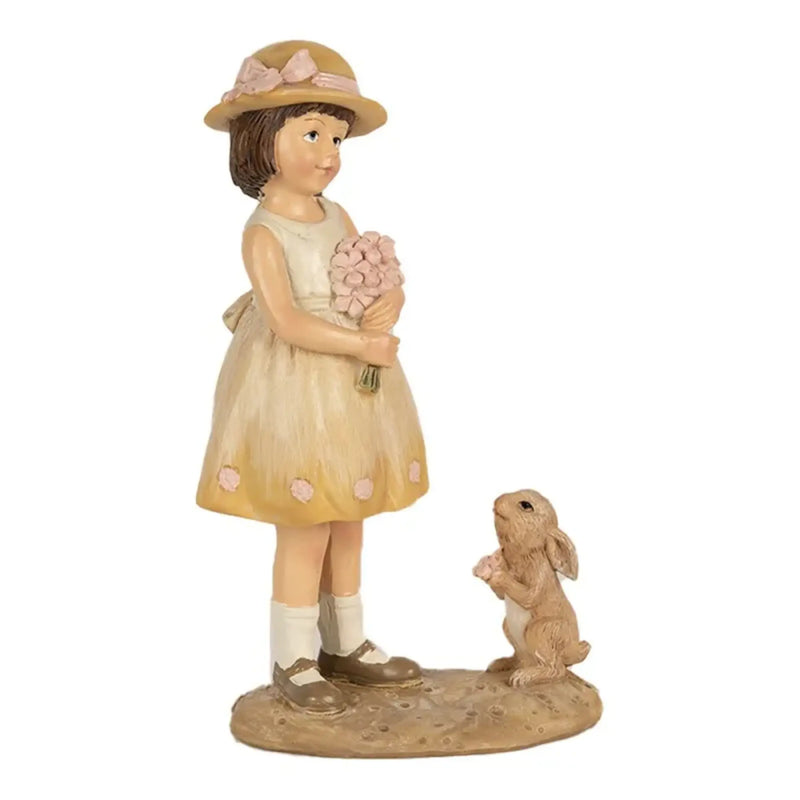 Statua decorativa bambina con fiori in poliresina giallo - Arredo Casa da Sogno