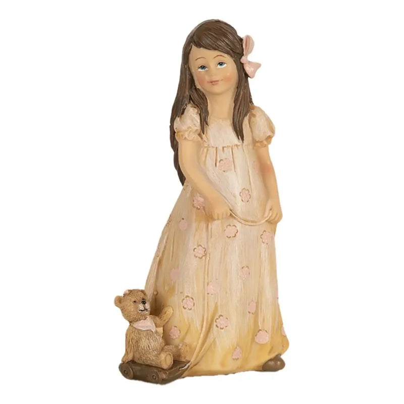 Statua bambina con orsetto decorativa in poliresina - Arredo Casa da Sogno