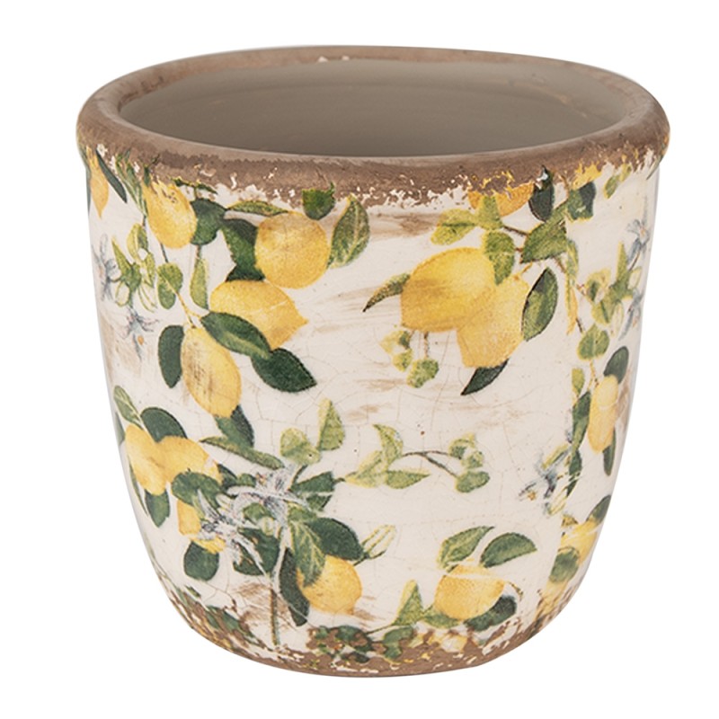 Vaso in Ceramica con Limoni Ø11x10 cm Beige Clayre & Eef
