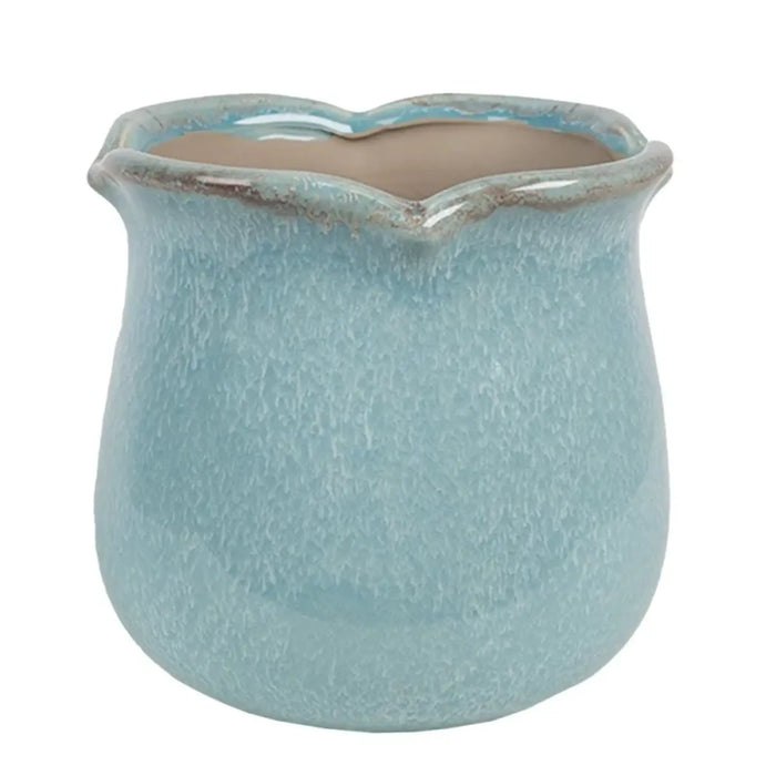 Vaso portapiante in ceramica blu 16 x 15 cm