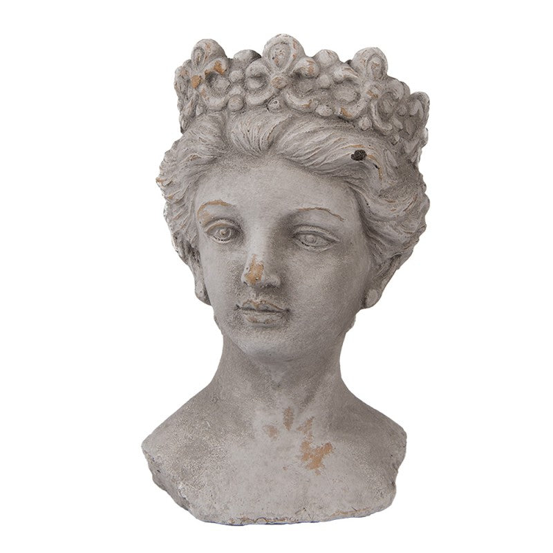 Portavaso Testa di Donna in Pietra 14x15x24 cm Grigio | Clayre & Eef