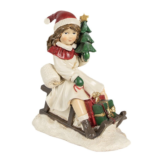 Statua decorativa bambina con slitta-Clayre & Eef 