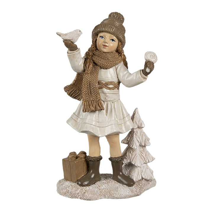 Statua decorativa Bambina con uccello -Clayre & Eef