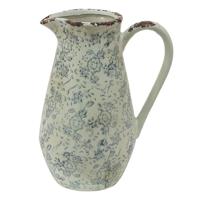 Brocca decorativa in ceramica grigio e beige