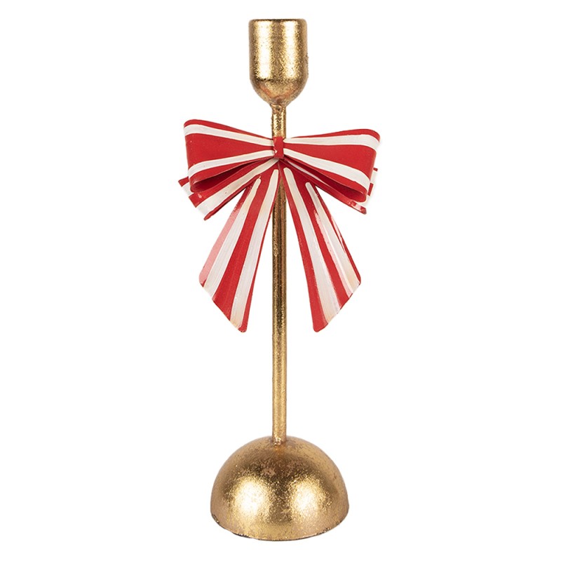 Candeliere Dorato con Fiocco Rosso e Bianco