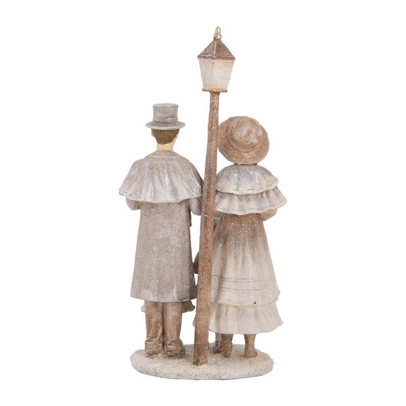 Statuetta Natalizia Famiglia di Cantori con Lampione 30 cm Beige | Clayre & Eef