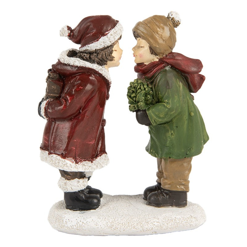 Statuina Natalizia Bambini 12 cm in Resina – Bacio di natale Clayre & eef