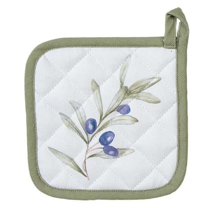 Presina da cucina in cotone con motivo olive 16x16 cm -Olive garden