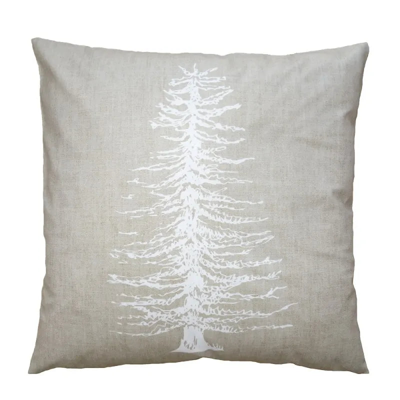 Federa per cuscino 45x45 cm Beige Bianco Poliestere Alberi di pino - Arredo Casa da Sogno