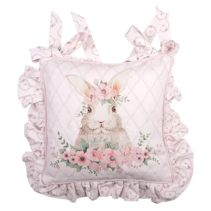 Federa cuscino per sedia rosa con motivo coniglio - Floral easter bunny - Arredo Casa da Sogno