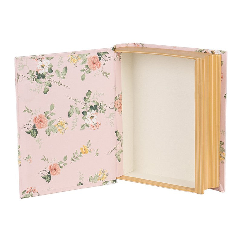 Scatola Libro Decorativa Clayre & Eef 17x14x5 cm Rosa Floreale