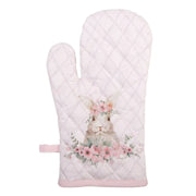 Guanto da forno in cotone rosa con motivo coniglio -Floral easter bunny - Arredo Casa da Sogno