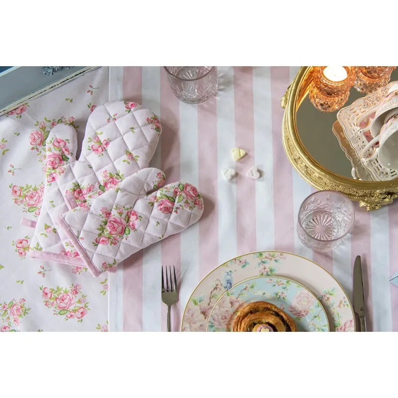 Guanto da forno in cotone rosa 18x30 cm  Sweet Roses - Arredo Casa da Sogno