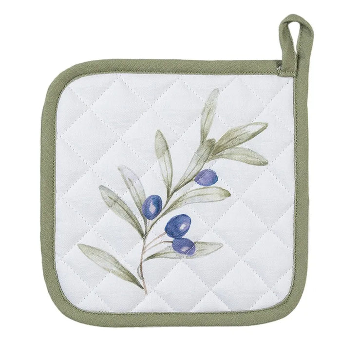 Presina in cotone con motivo olive 20x20 cm -Olive garden