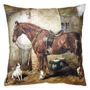 Cuscino decorativo Clayre & Eef 45x45 cm marrone con cavallo e cane