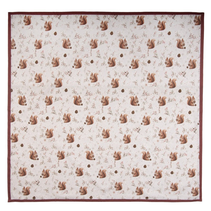Tovaglia Quadrata Scoiattoli 100x100 cm in Cotone Beige | Clayre & Eef