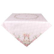 Tovaglia in cotone 100x100 cm rosa con motivo coniglio - Floral easter bunny - Arredo Casa da Sogno