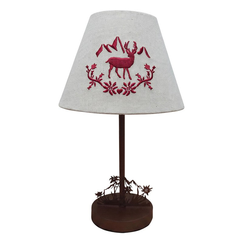 Lampada da tavolo Clayre & Eef con paralume decorato con cervo rosso