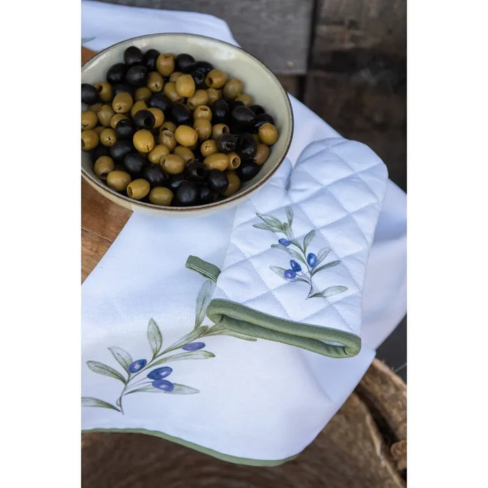 Strofinaccio in cotone con motivo olive -Olive garden