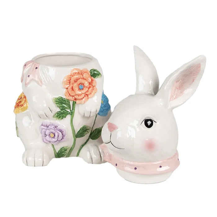 Barattolo in ceramica a forma di coniglio bianco 29 cm