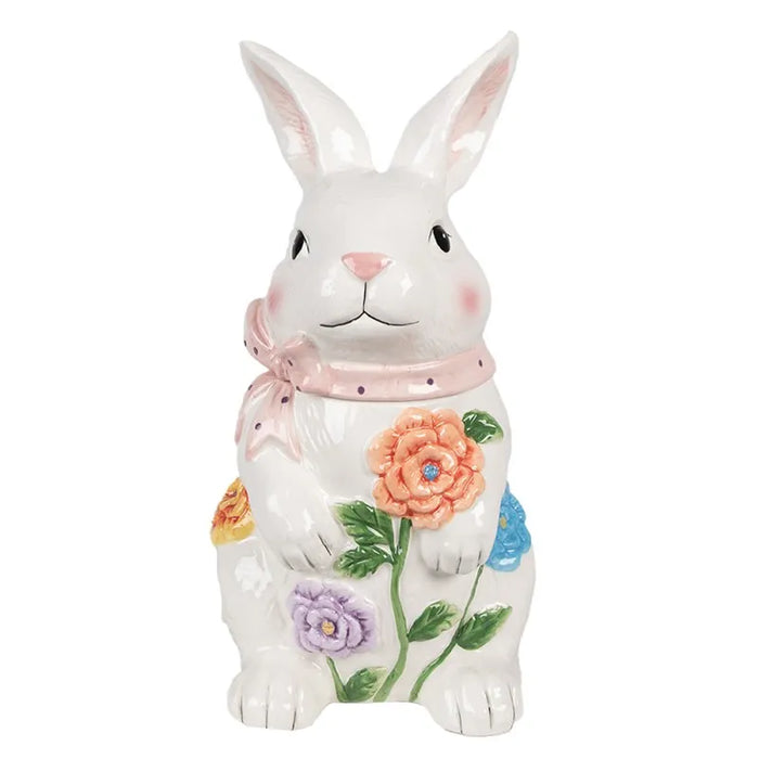 Barattolo in ceramica a forma di coniglio bianco 29 cm