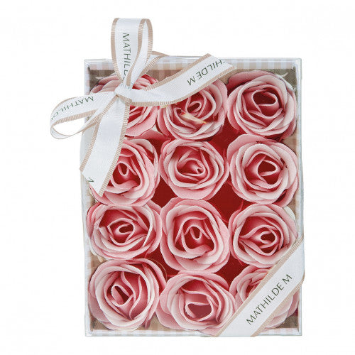 Cofanetto 12 Rose in Foglie di Sapone Profumo Rosa Mathilde M.