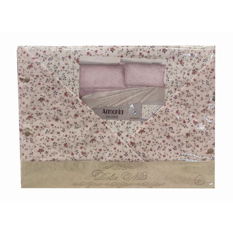 Completo letto matrimoniale Armonia Rosa fiorellini