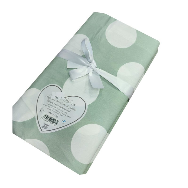 Completo Lenzuola Matrimoniale – Verde Pois
