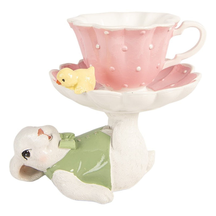 Statua Coniglio Decorativo con Tazzina 20×14×17 cm in Resina – Clayre & Eef