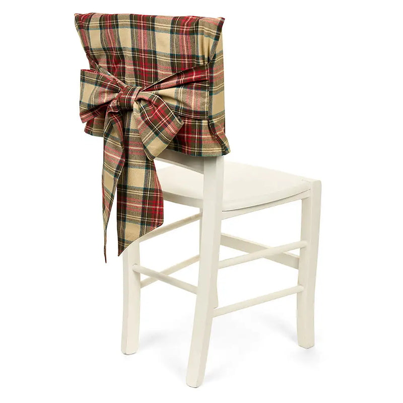Coprisedia Natalizio Tartan con Fiocco in Cotone 50×30 cm – Nuvole di Stoffa