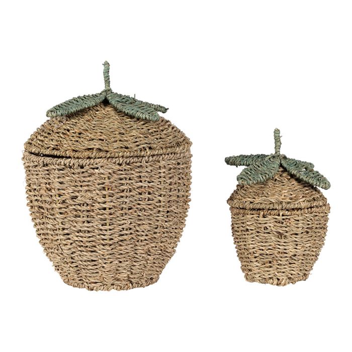 Lot de 2 paniers à fraises en jonc de mer naturel