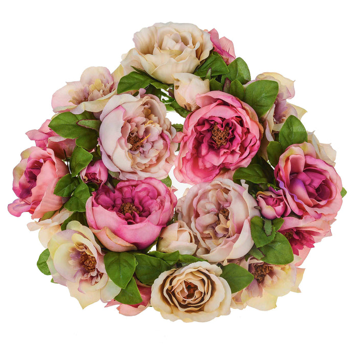Fiore artificiale coroncina c/rose d.30,5 cm