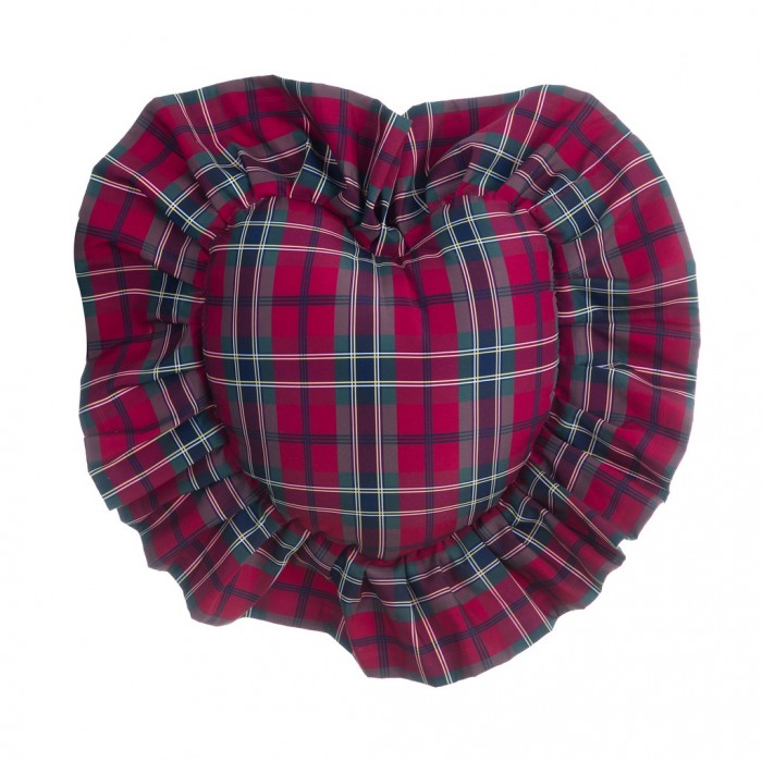 Cuscino a Cuore Tartan con Gala 35x35 cm Blanc Mariclò