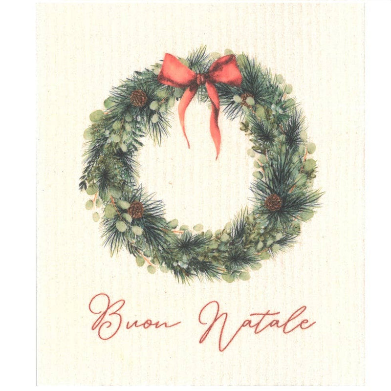 Panno Svedese Natalizio Ghirlanda Buon Natale 17x17 cm