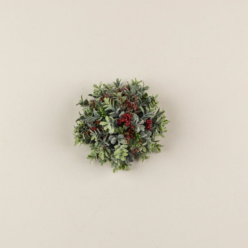 Palla di Bosso Artificiale con Bacche Rosse Ø 13 cm – Decorazione Natalizia