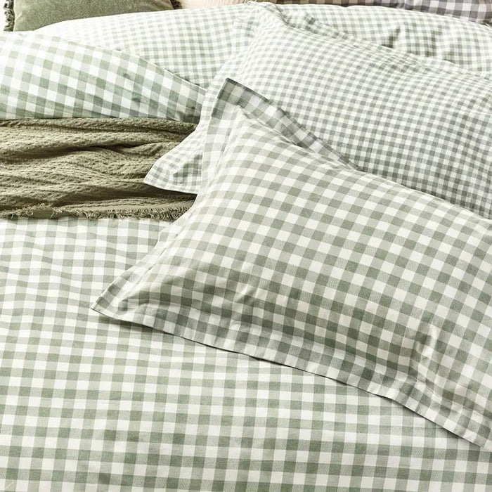 Set copripiumino reversibile o coperta Matrimoniale a quadretti Verde