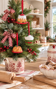 Decorazioni natalizie a forma di dolcetti da appendere Dekoratief, ciambellone, muffin e budino, disponibili singolarmente.