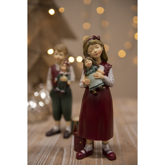 Statue de Noël Petite Fille avec Poupée - Clayre &amp; Eef