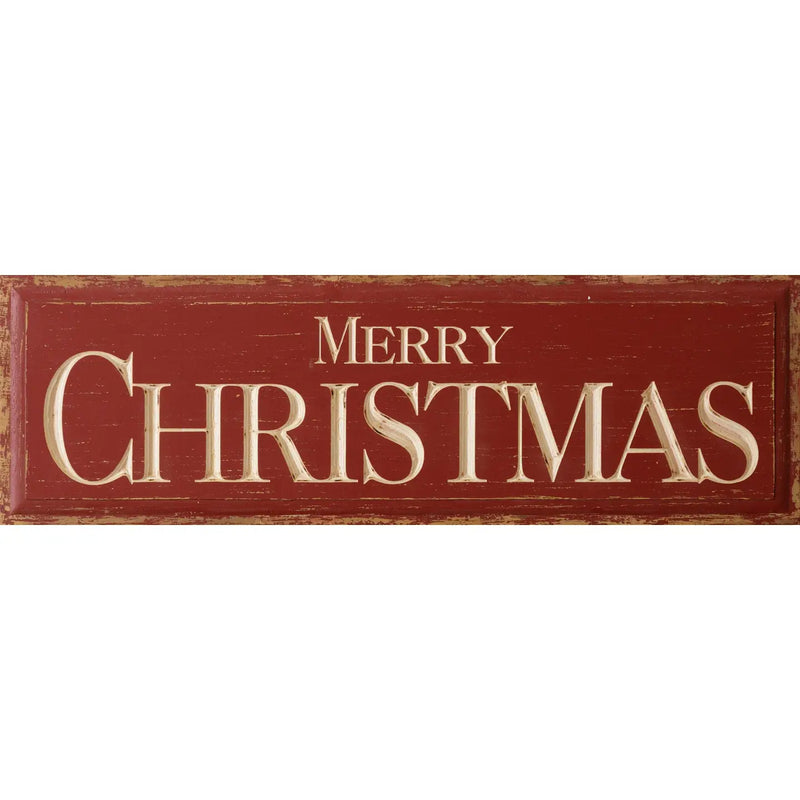 Targa Natalizia Merry Christmas in Legno e Metallo 30,5x96,52 cm
