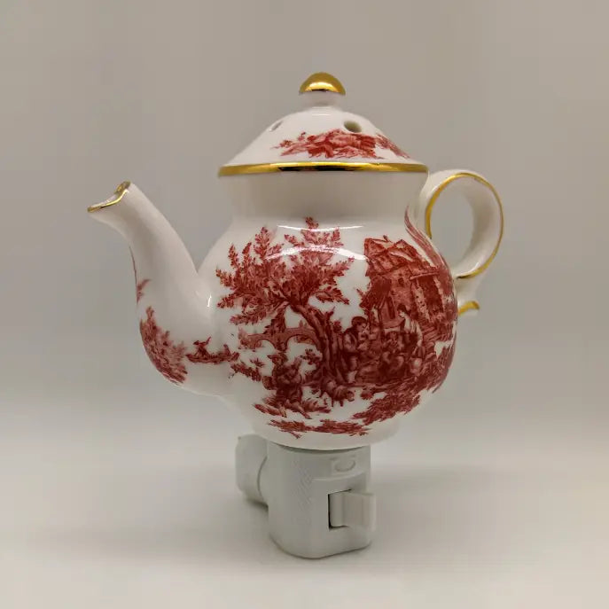 Lampada notturna Teiera in porcellana Rossa Toile