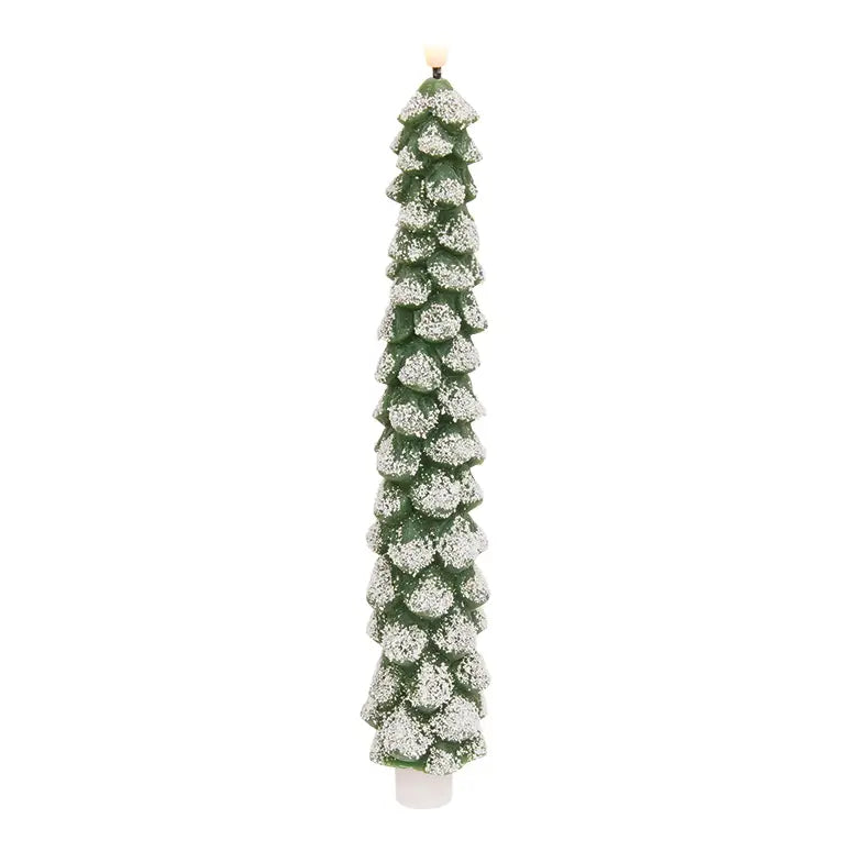 Candela LED Albero di Natale Verde Innevato H 29 cm