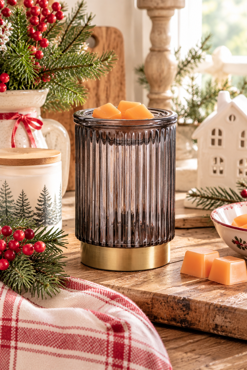 Lampada Elettrica Edison in Vetro Nero Scanalato – Candle Warmers