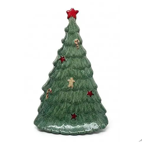 Piatto Decorativo Natalizio a Forma di Albero Verde 19 cm