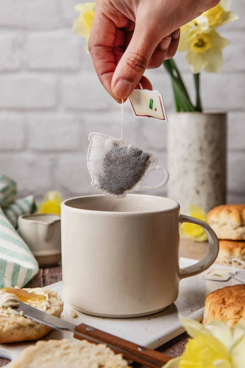Bustine di tè biologiche a forma di tazza — Realizzate artigianalmente · x5: Tè nero English Breakfast
