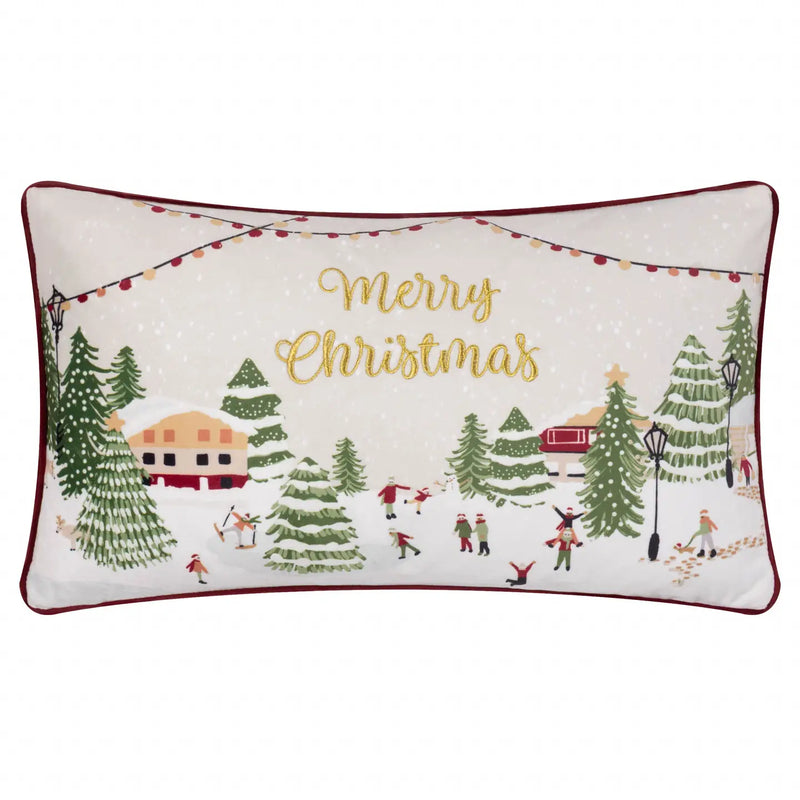 Cuscino Natalizio in Velluto Ricamato “Merry Christmas” – 30 × 50 cm