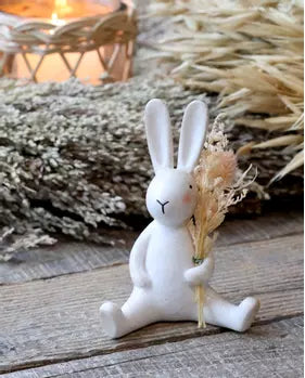 Decorazione coniglio in resina bianco - Arredo Casa da Sogno